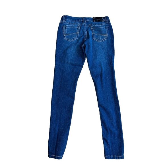 UWD Slim Skinny Distressed Blue Jeans Zip Fly Pockets Juniors Size 7 Mid Rise - Picture 4 of 6